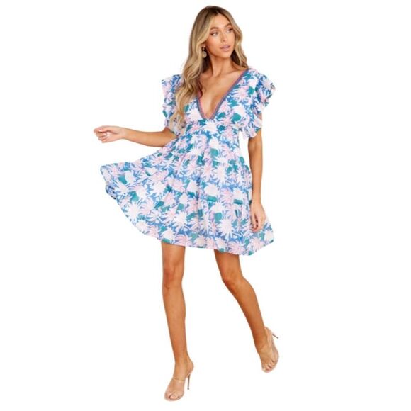 Oliphant Cross Back Mini Dress in Cayman Blue, Size Medium. NWT! - Picture 2 of 16